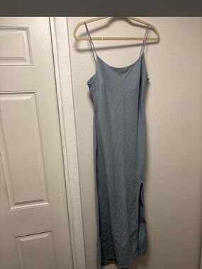 Slip Maxi Dress in Dusty Blue - Elegant Spaghetti Strap Dress